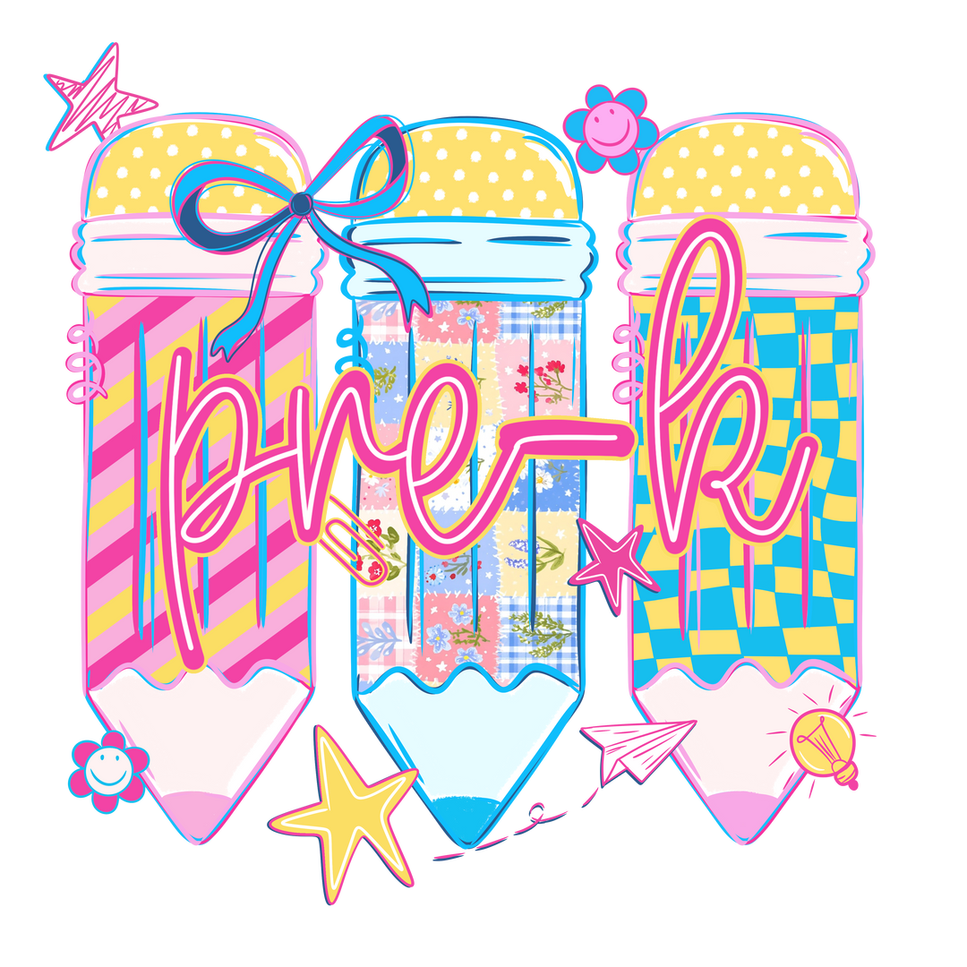 Pre-K Rainbow Pencil Kids – Back to School Design