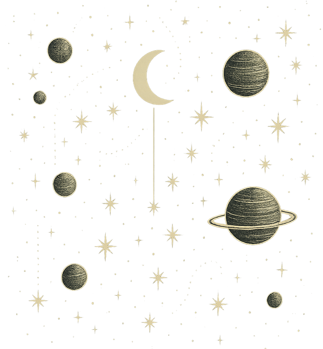 Celestial, Astrology, Crescend Moon Phase DTF Transfers Ready to Press