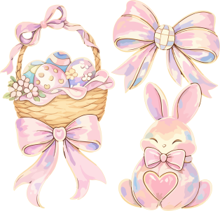 Easter Coquette Bow Basket DTF Transfers Ready to Press