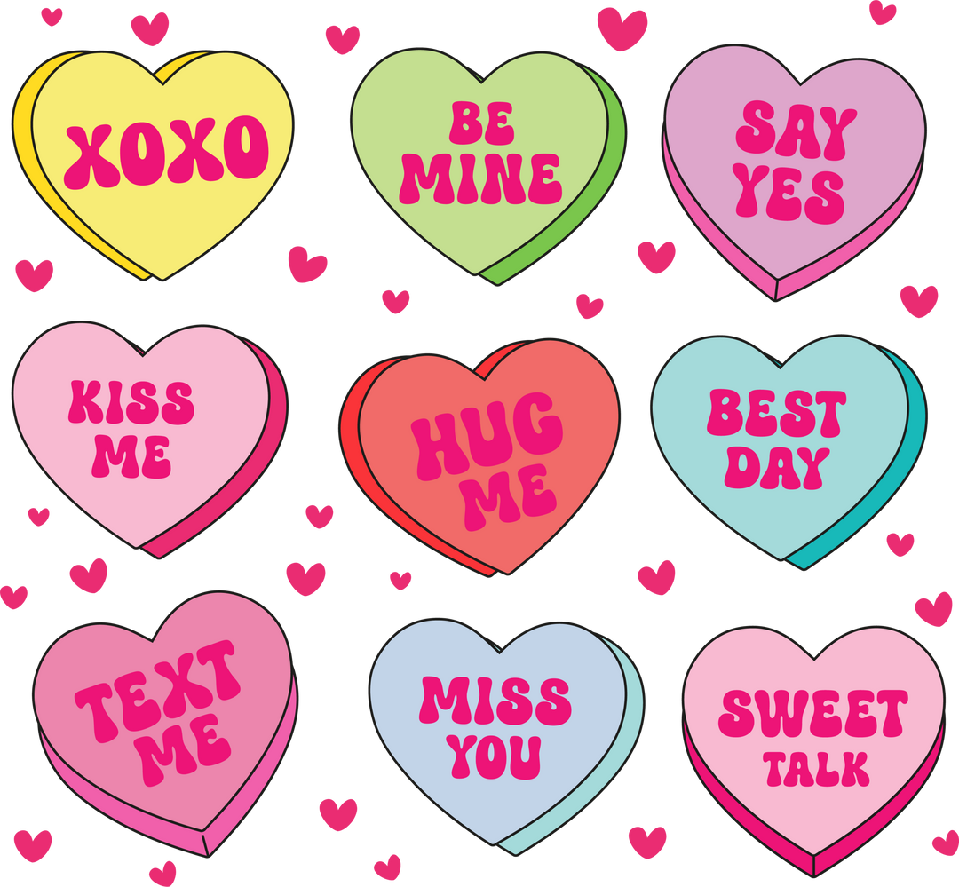 Valentine's Day hearts and messages