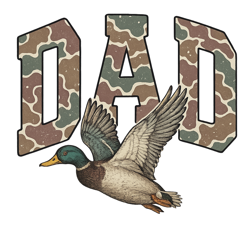 Camo Dad Duck graphic DTF transfer