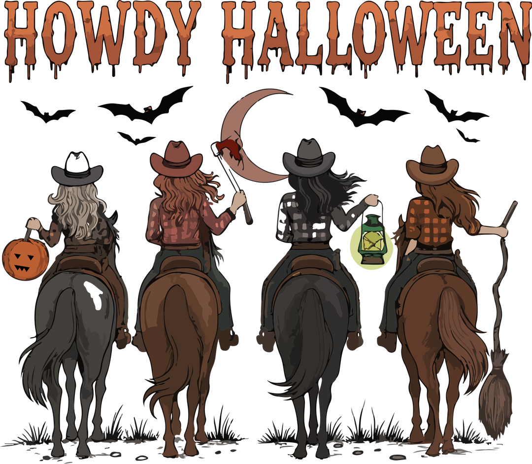 Cowgirl riding spooky creature Halloween tee