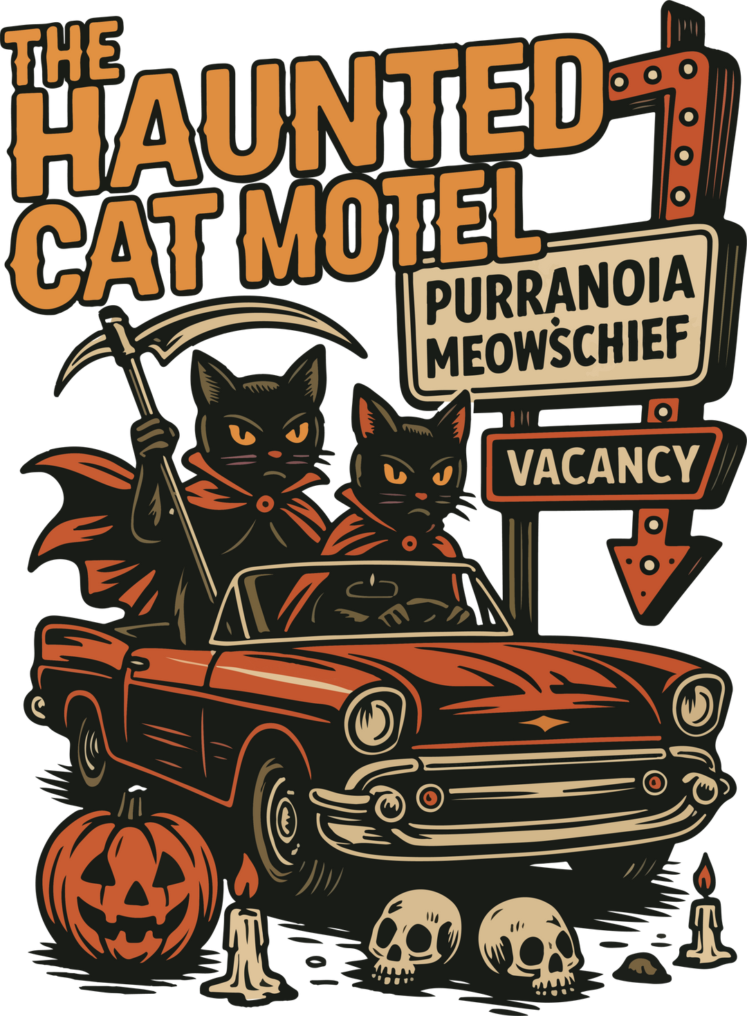 Haunted Cat Motel PNG Halloween Design