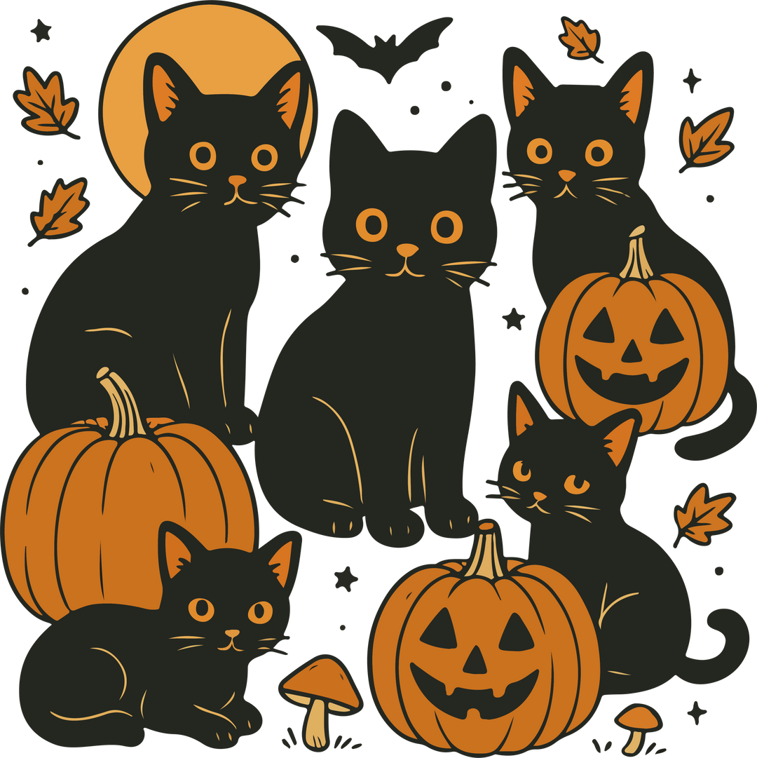 Retro Halloween cat PNG design