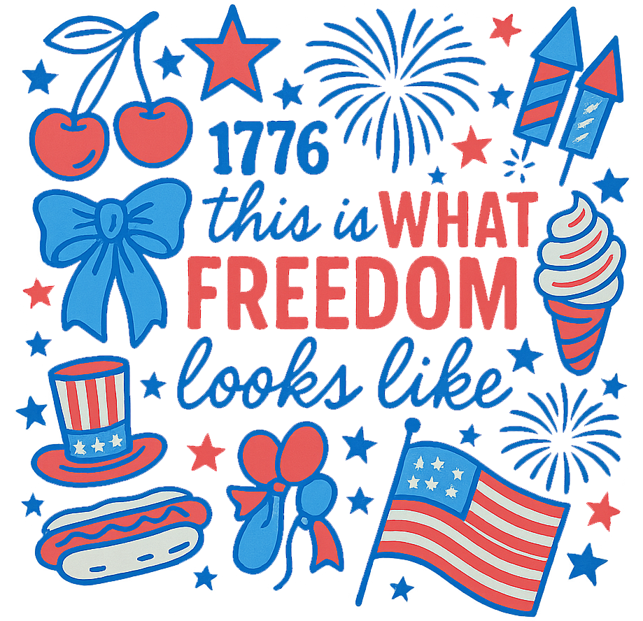 Patriotic fireworks and stars design
