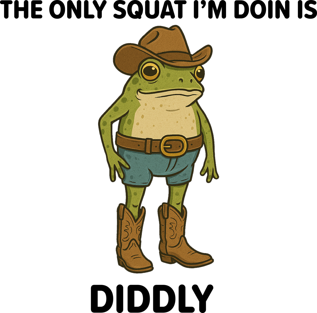 Funny Cowboy Frog Shirt Western Humor The Only Squat I'm Doin Is Diddly Lazy Gym Shirt Diddly SquatTee Gift for Men Women Riders