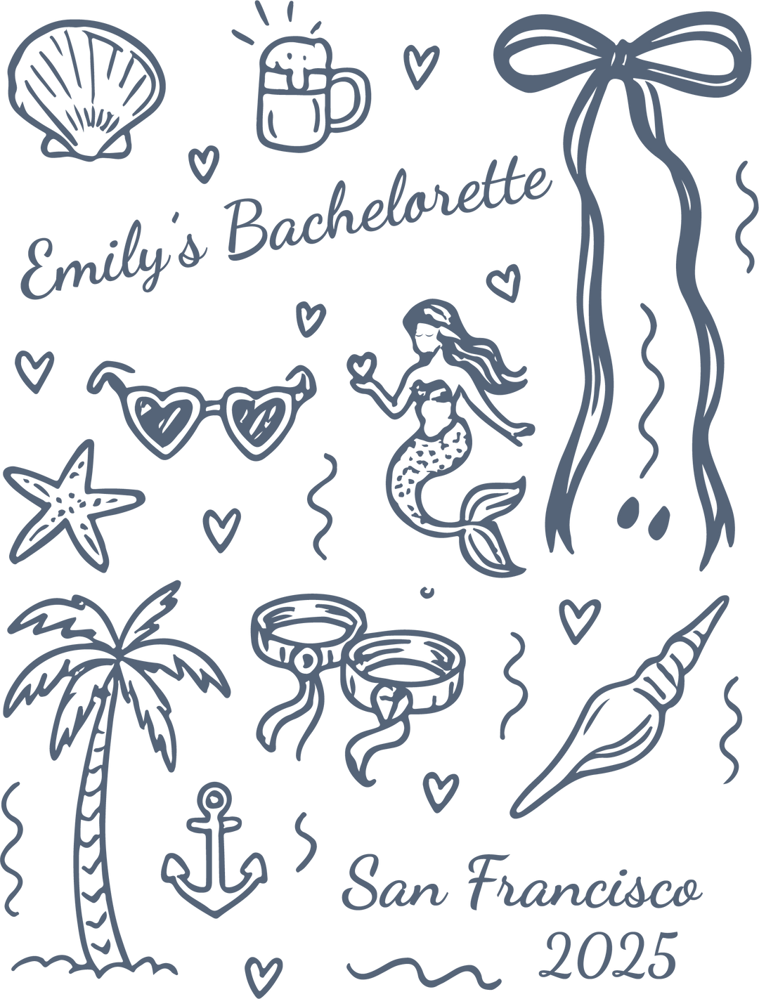 San Francisco bachelorette party mermaid design