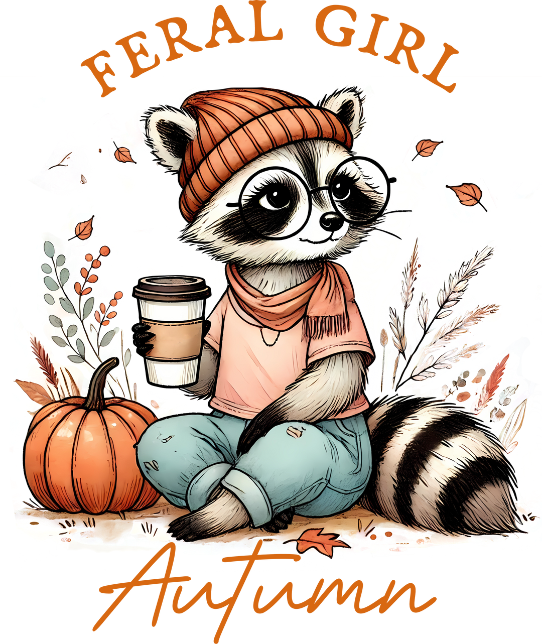 FERAL GIRL AUTUMN - Funny and Spooky Halloween Designs for T-Shirts