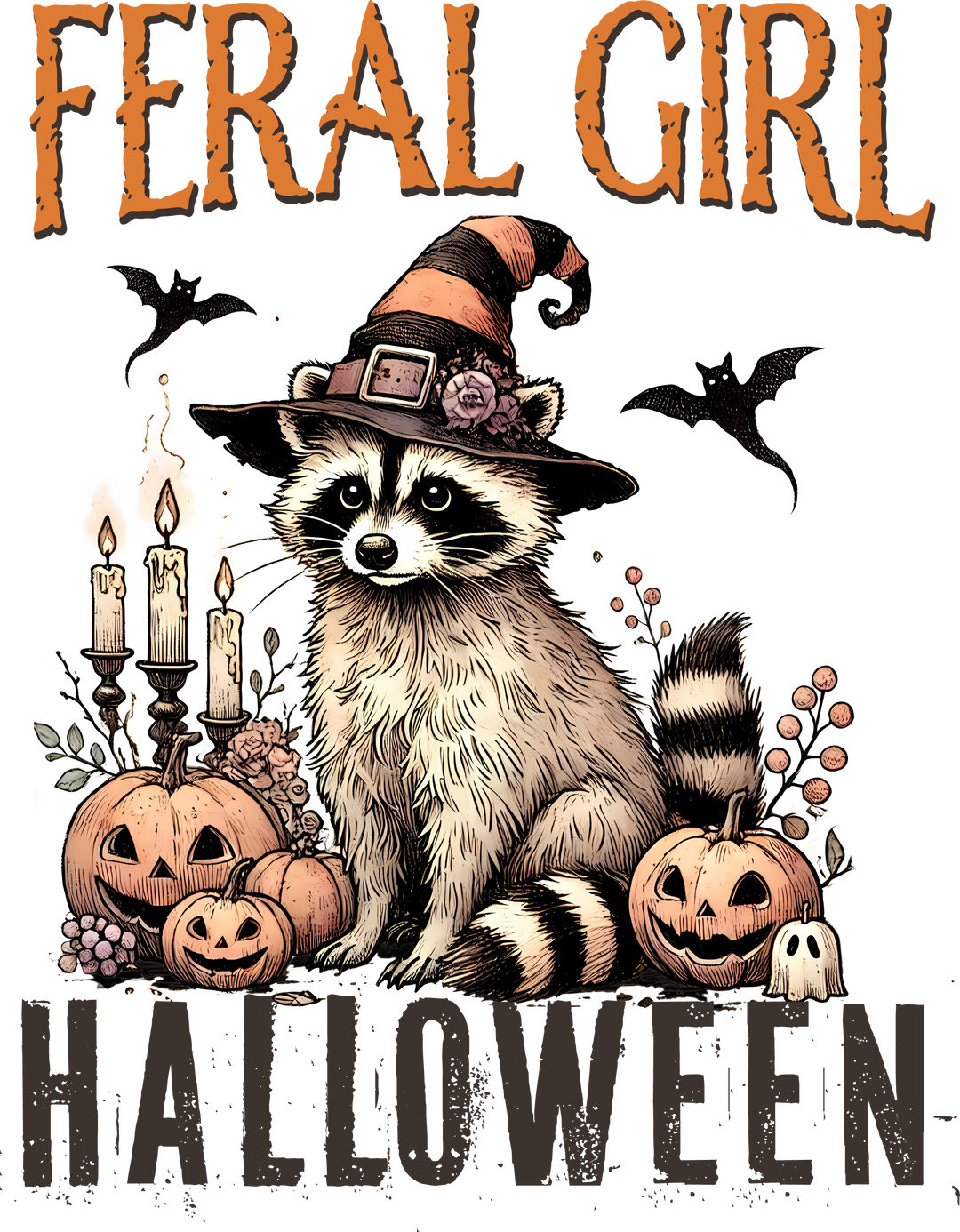 FERAL GIRL HALLOWEEN - Funny and Spooky Halloween Designs for T-Shirts